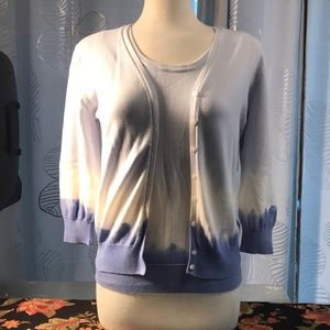 JEANNE PIERRE CARDIGAN TANK COTTON SWEATER SET LRG